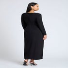 Shirred Strong Shoulder Tie Detail Dress image number null