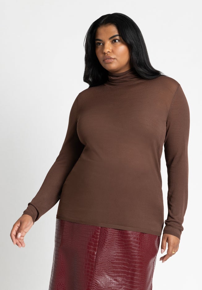 Sheer Lightweight Turtleneck Sweater image number null