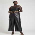 Faux Leather Cargo Jumpsuit image number null