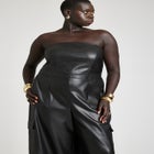 Faux Leather Cargo Jumpsuit image number null