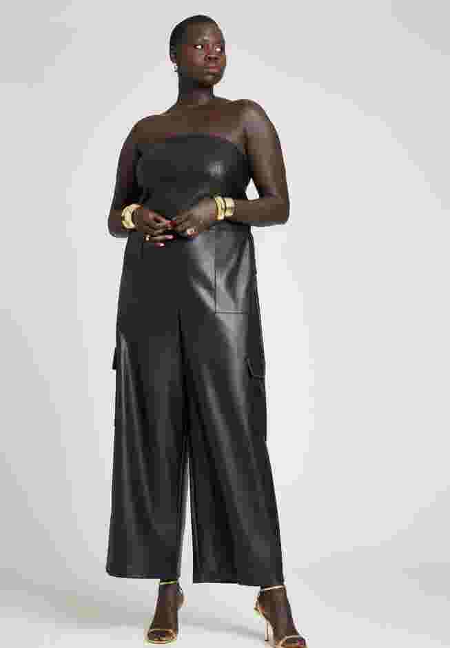 Faux Leather Cargo Jumpsuit image number 4