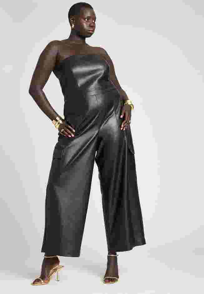 Faux Leather Cargo Jumpsuit image number 0