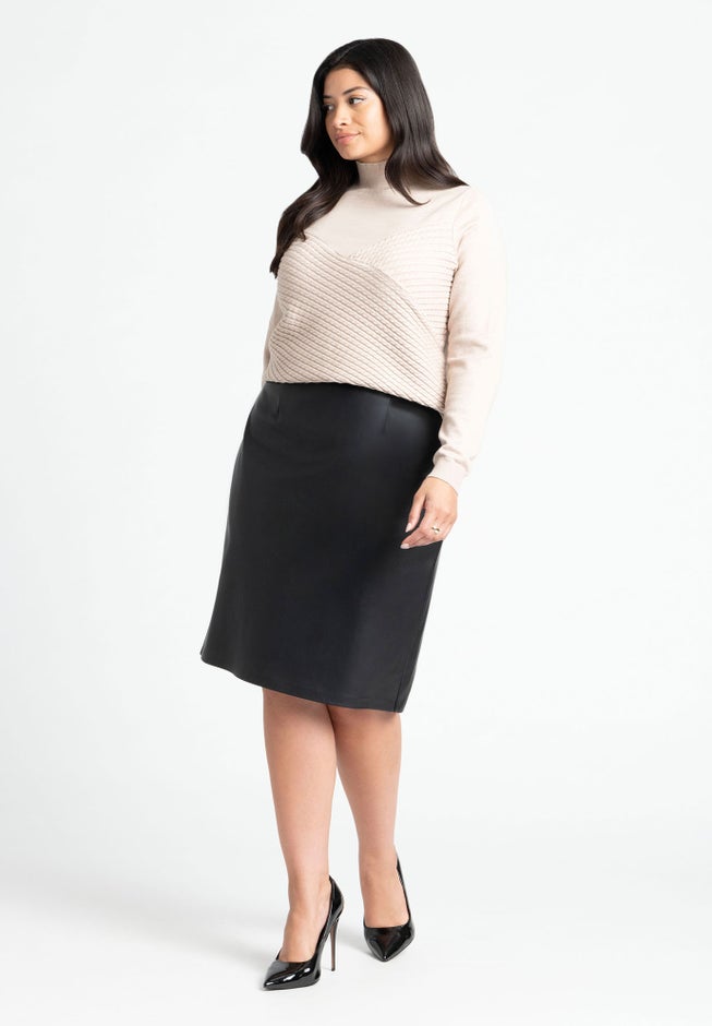 Diagonal Cable Knit Mock Neck Sweater image number null