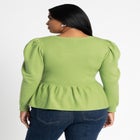 Peplum Puff Sleeve Sweater image number null