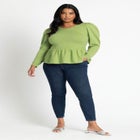 Peplum Puff Sleeve Sweater image number null