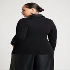 Faux Leather Detail Sweater image number null