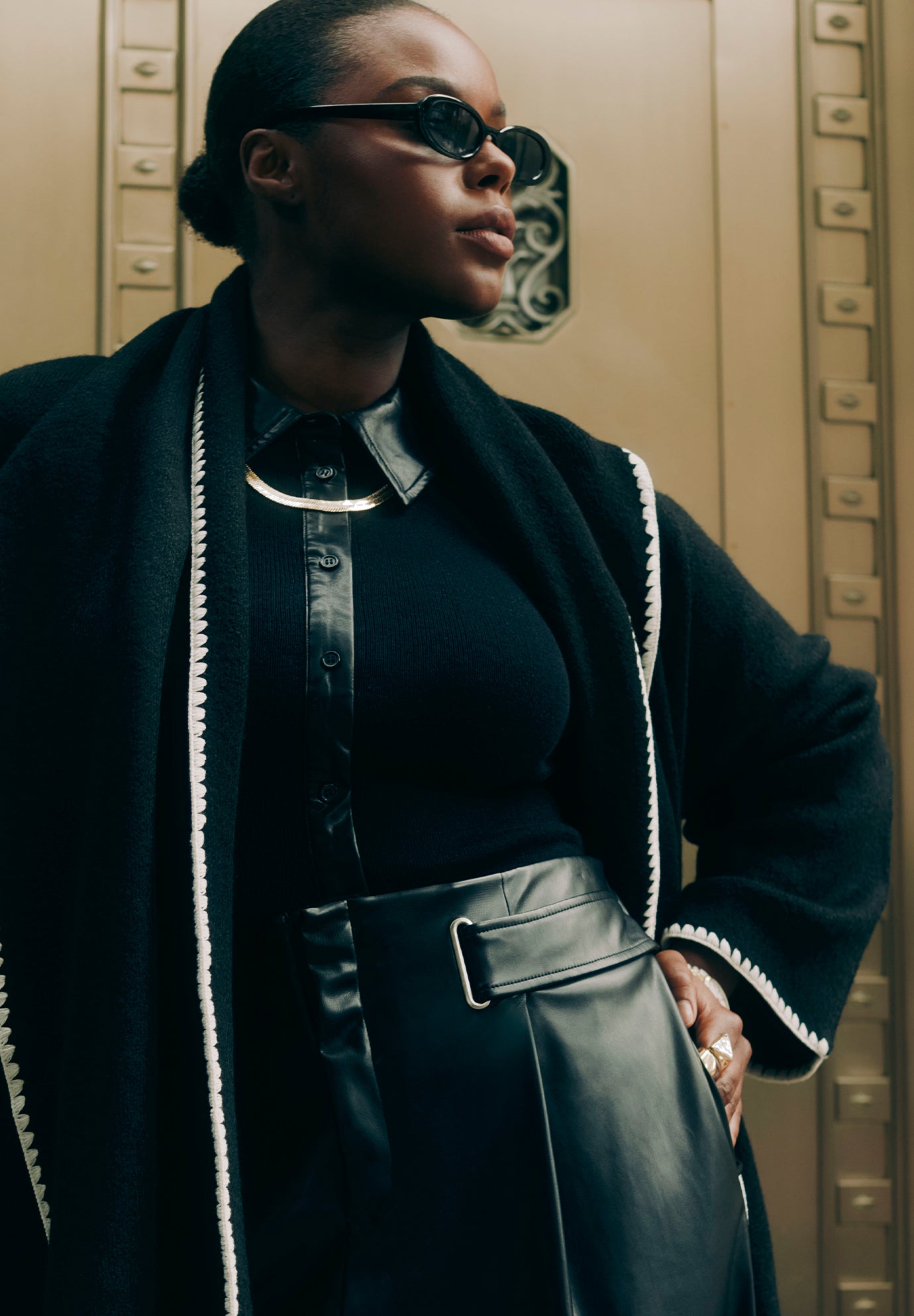 Faux Leather Detail Sweater image number 3