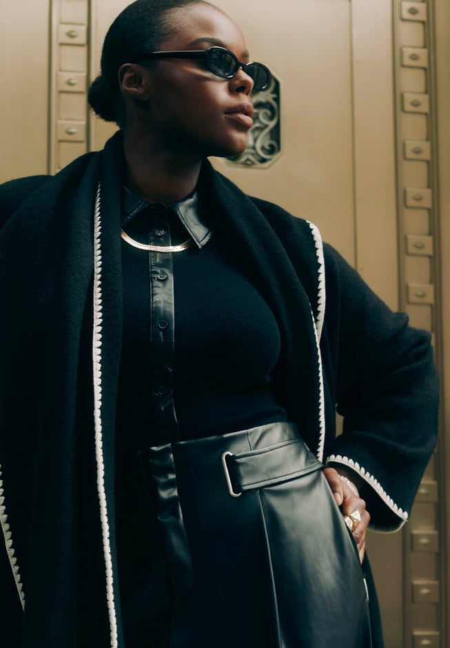 Faux Leather Detail Sweater image number 3