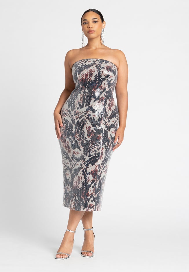 Sequin Strapless Dress image number 1