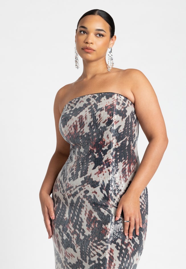 Sequin Strapless Dress image number 3