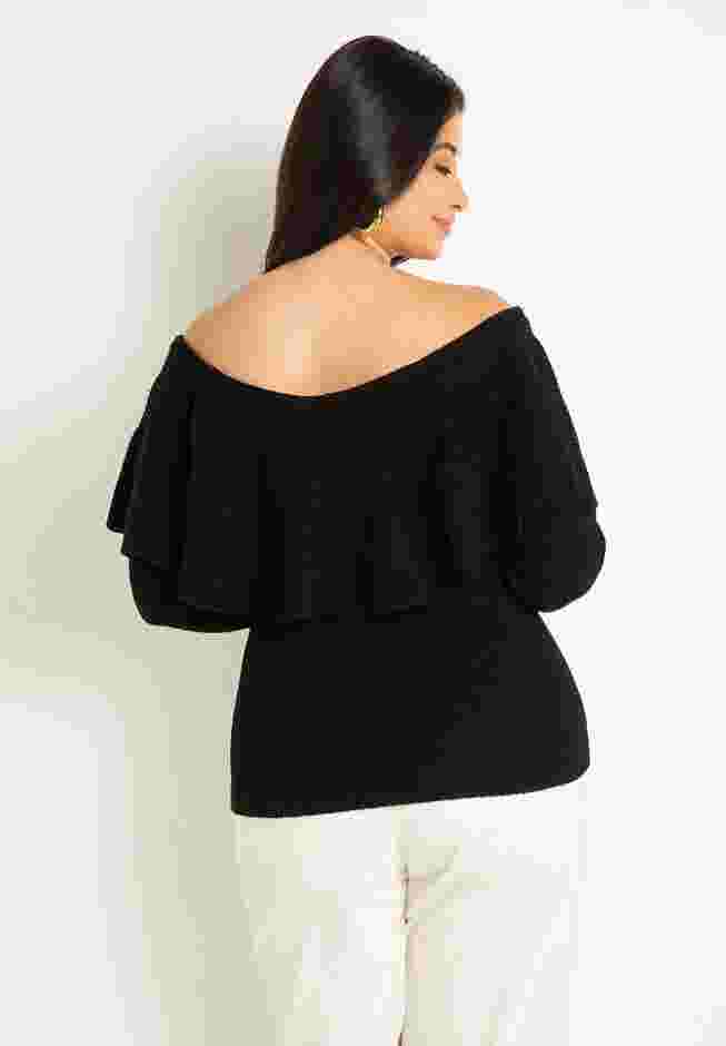 Off The Shoulder Sweater With Flounce image number 1