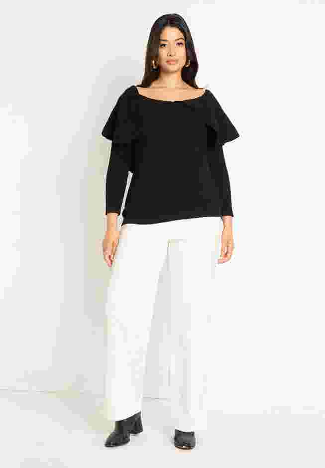 Off The Shoulder Sweater With Flounce image number 2