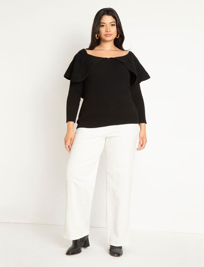 Off The Shoulder Sweater With Flounce image number null