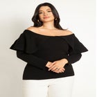 Off The Shoulder Sweater With Flounce image number null