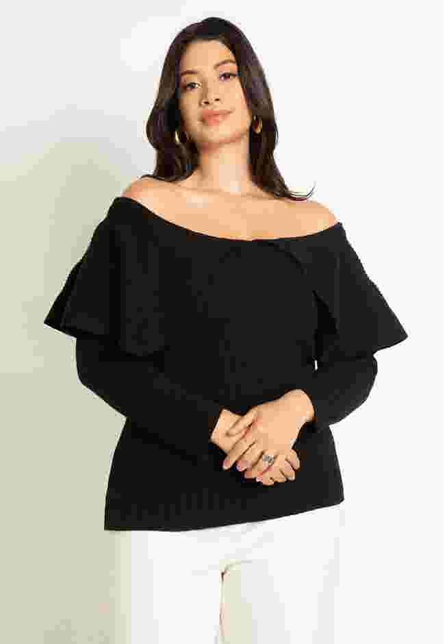 Off The Shoulder Sweater With Flounce image number 0
