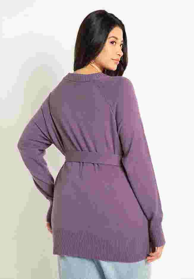 Relaxed Tunic Sweater With Belt image number 1