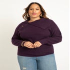 Asym Button Collar Sweater image number null