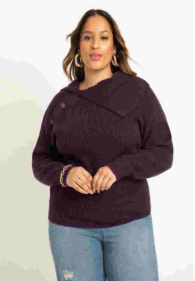 Asym Button Collar Sweater image number 0