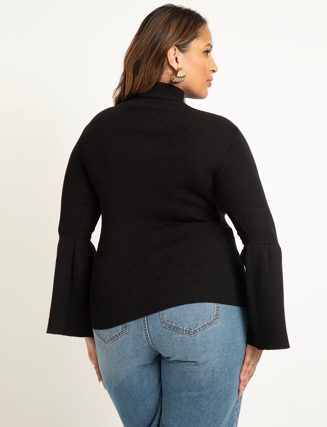 Flare Sleeve Turtleneck Sweater image number null