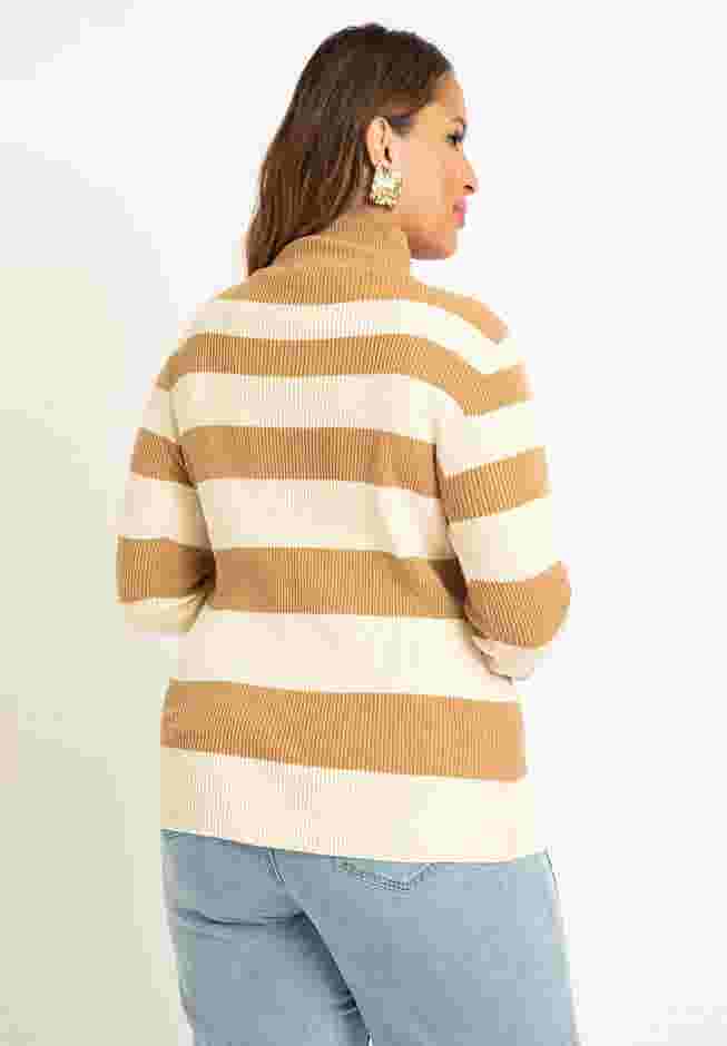 Striped Mock Neck Sweater image number 1
