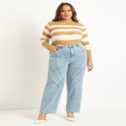 Striped Mock Neck Sweater image number null