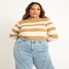 Striped Mock Neck Sweater image number null