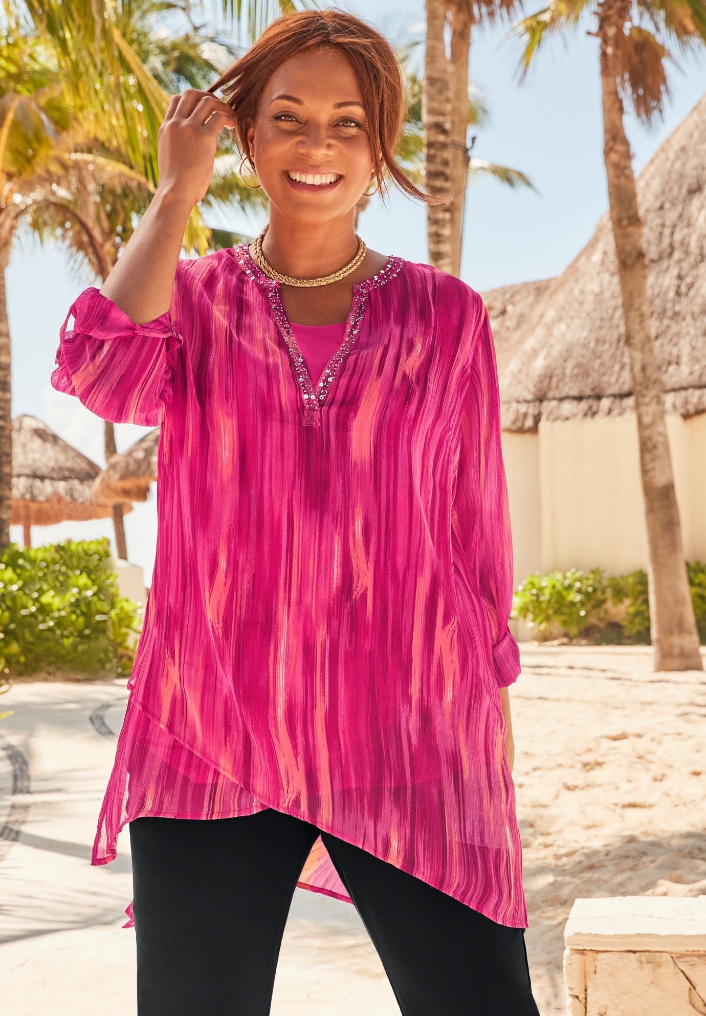 Beaded Beauty Asymmetrical Tunic image number 1