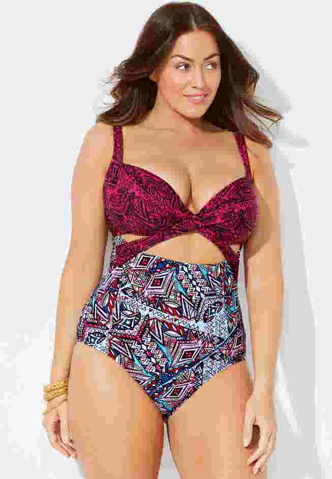 Cut Out Underwire One Piece Swimsuit image number 2
