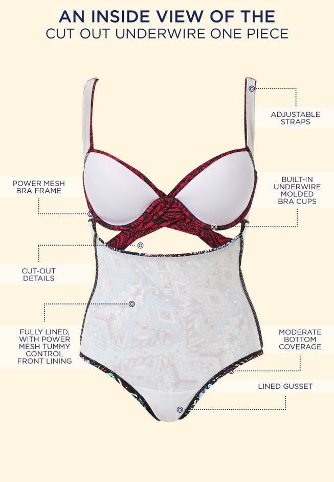 Cut Out Underwire One Piece Swimsuit image number 3