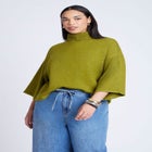 Boxy Three Quarter Sleeve Turtleneck image number null