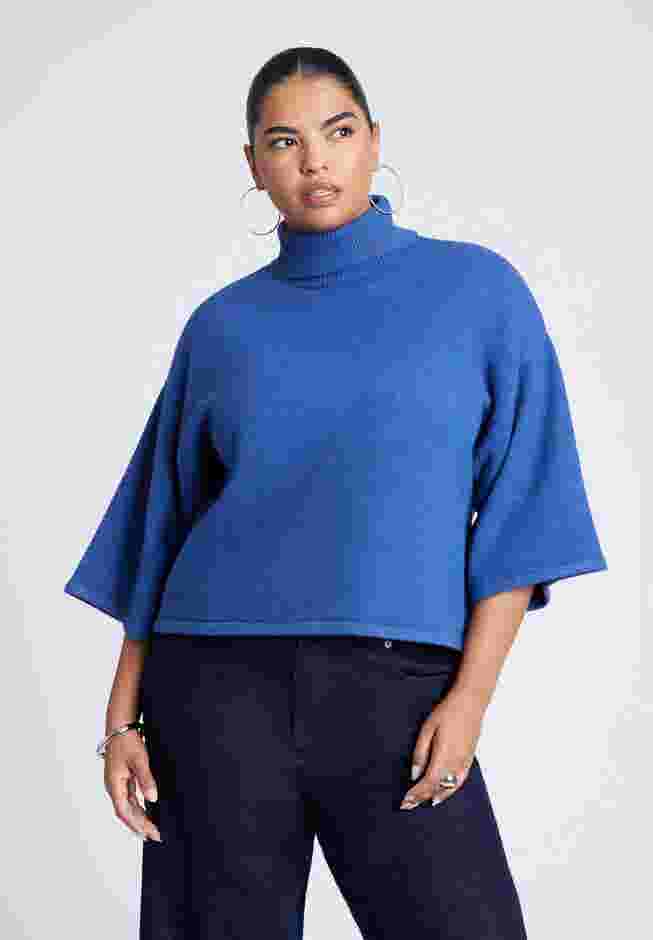 Boxy Three Quarter Sleeve Turtleneck image number 0