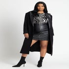 Long Coat With Faux Leather Details image number null