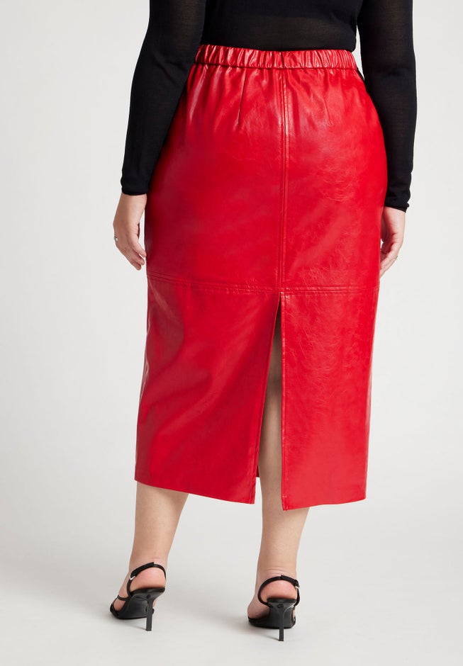 Faux Patent Leather Skirt With Zipper Detail image number null