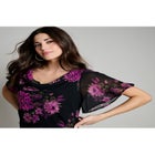 Plus Size Floral Sequin Flutter-Sleeve Gown – Handkerchief-Hem Maxi Dress image number null