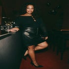 Faux Leather Mini Skirt With Zipper image number null