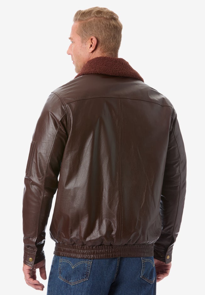 Leather Flight Bomber Jacket image number 1