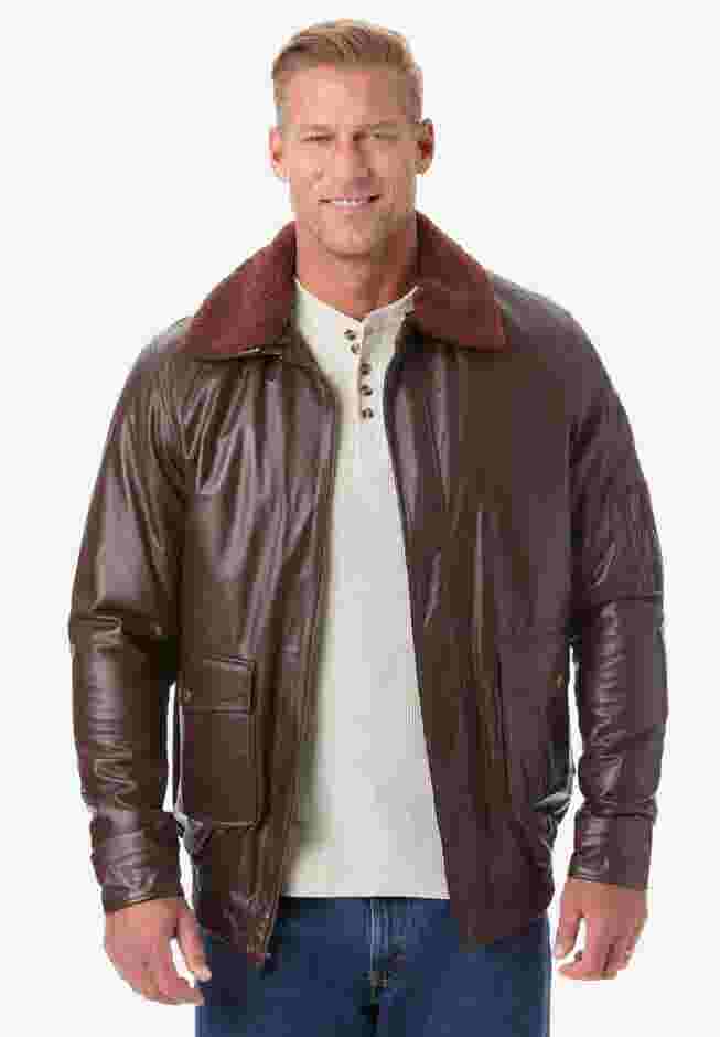 Leather Flight Bomber Jacket image number 0