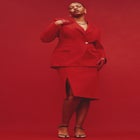 Stretch Midi Skirt With Slit image number null