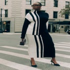 Colorblocked Sweater Column Skirt image number null