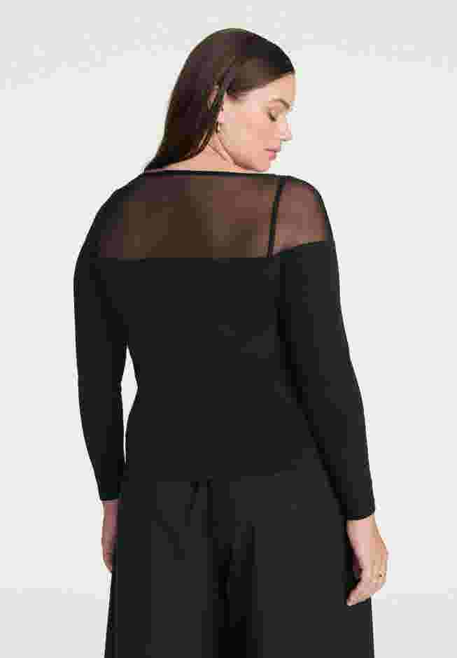Mesh Panel Long Sleeve Top image number 1