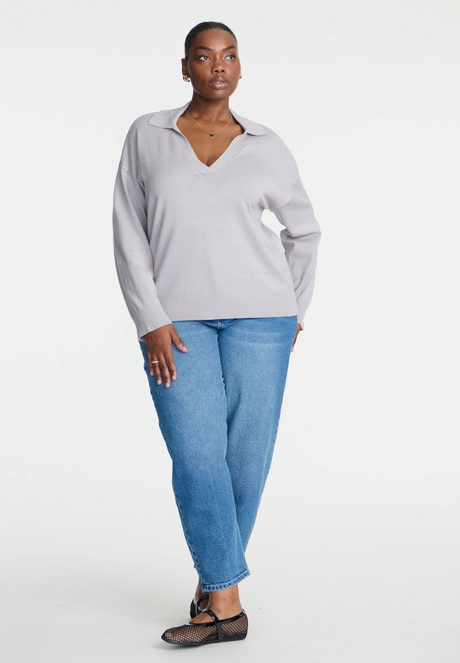 V-Neck Collared Sweater image number 2