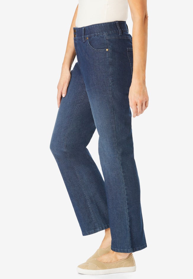Secret Solutions™ Tummy Smoothing Bootcut Stretch Denim Jeans image number 2