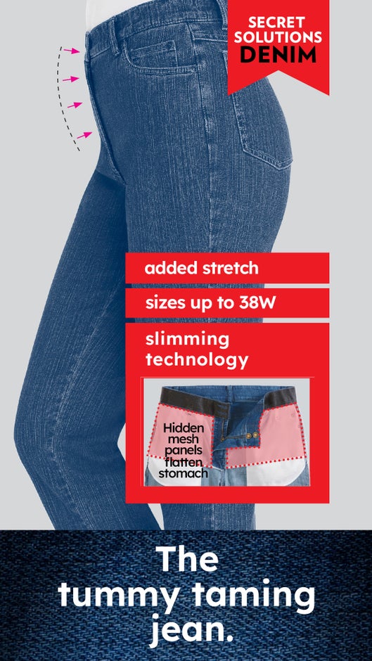 Secret Solutions™ Tummy Smoothing Bootcut Stretch Denim Jeans image number 3