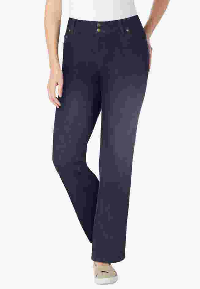 Womens Plus-Size Secret Solutions&trade; Tummy Smoothing Bootcut Stretch Denim Jeans image number 0