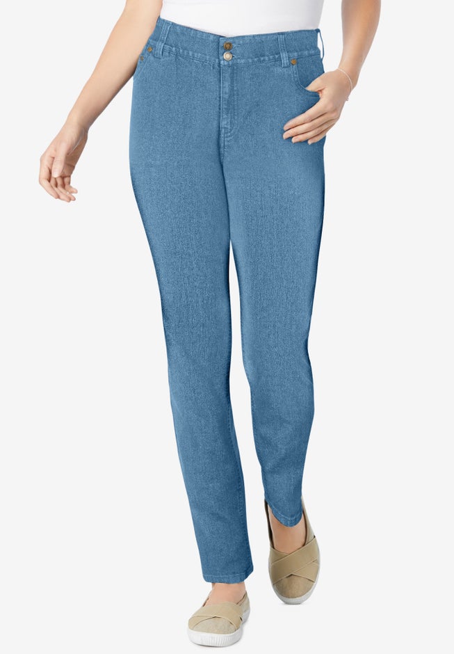 Secret Solutions™ Tummy Smoothing Straight Leg Denim Jean image number null