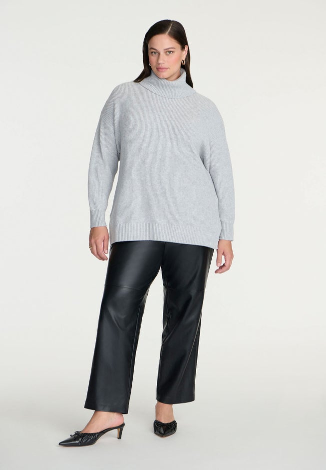 Woven Faux Leather Straight Leg Pant image number 0