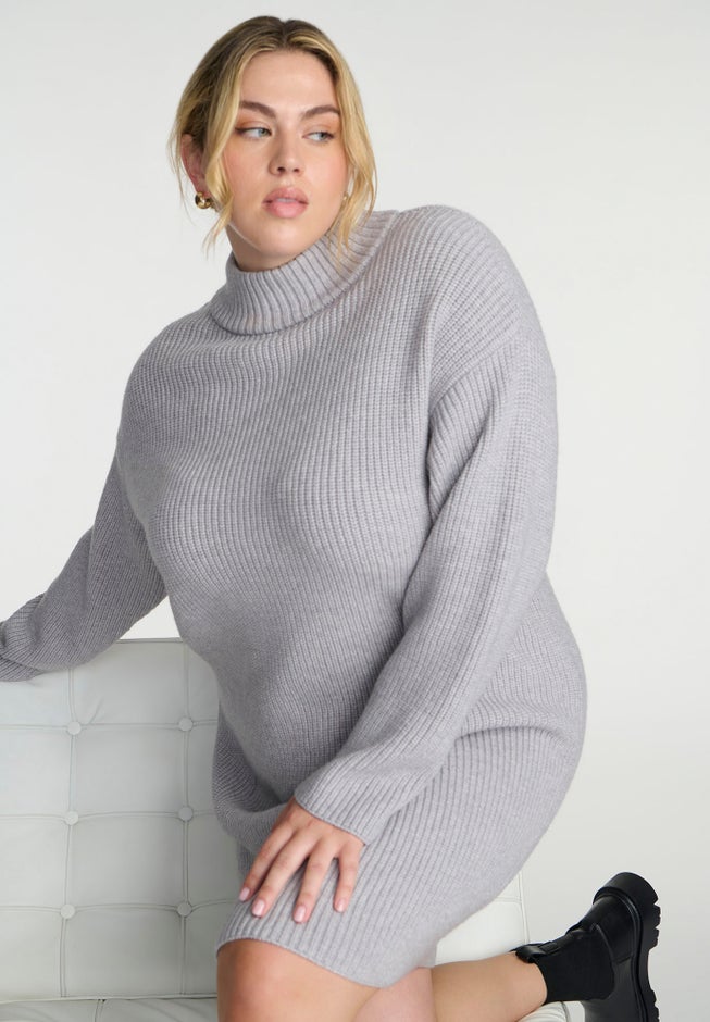 Marled Knit Mock Neck Mini Dress image number 3