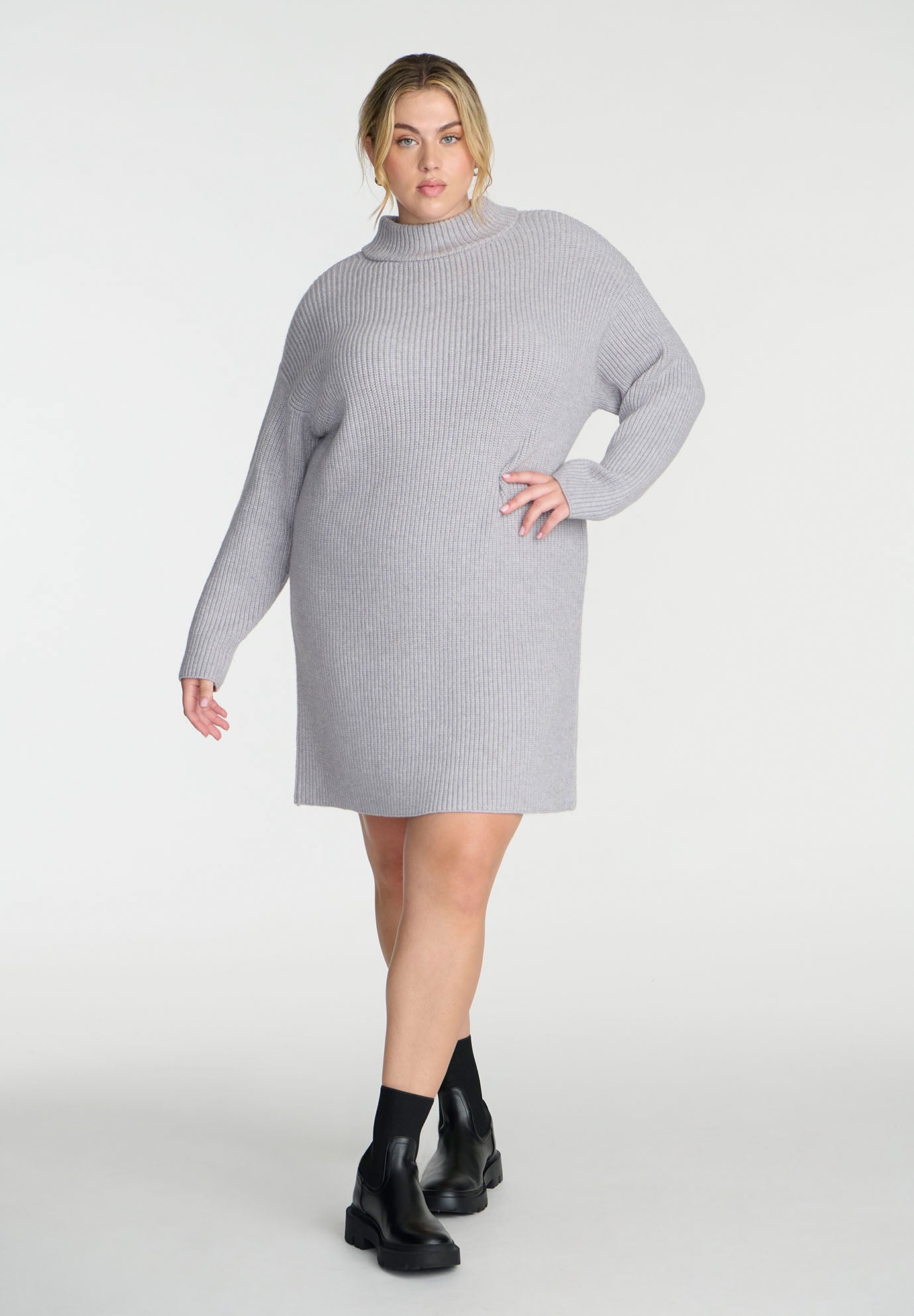 Marled Knit Mock Neck Mini Dress image number 0