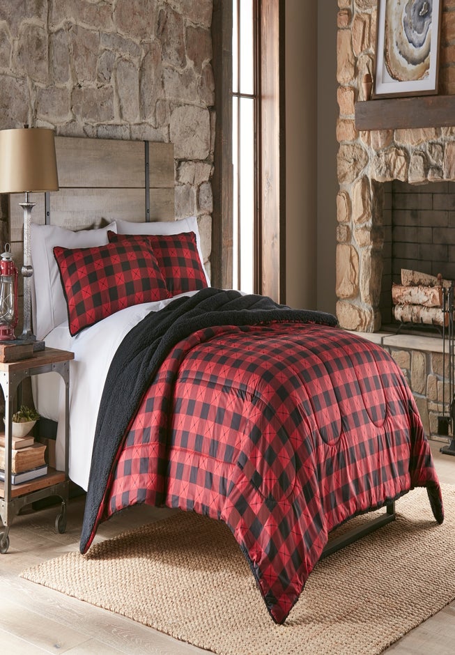 Reversible Micro Flannel&reg; Sherpa 3-Pc. Comforter Set image number 2