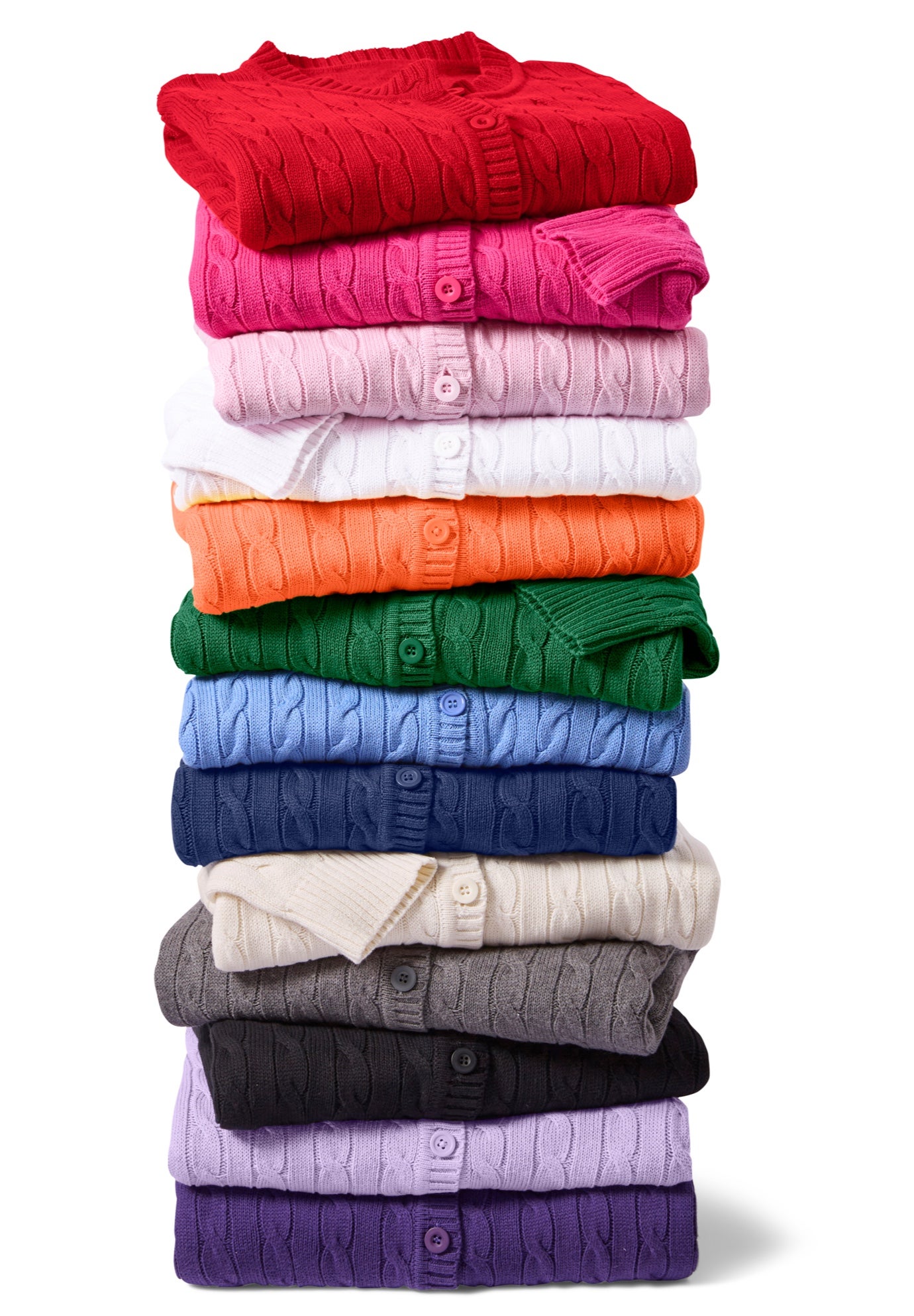 Cotton Cable Knit Cardigan Sweater image number 4